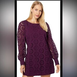 Lilly Pulitzer Aisha Eyelet Romper in Cherry Ganache